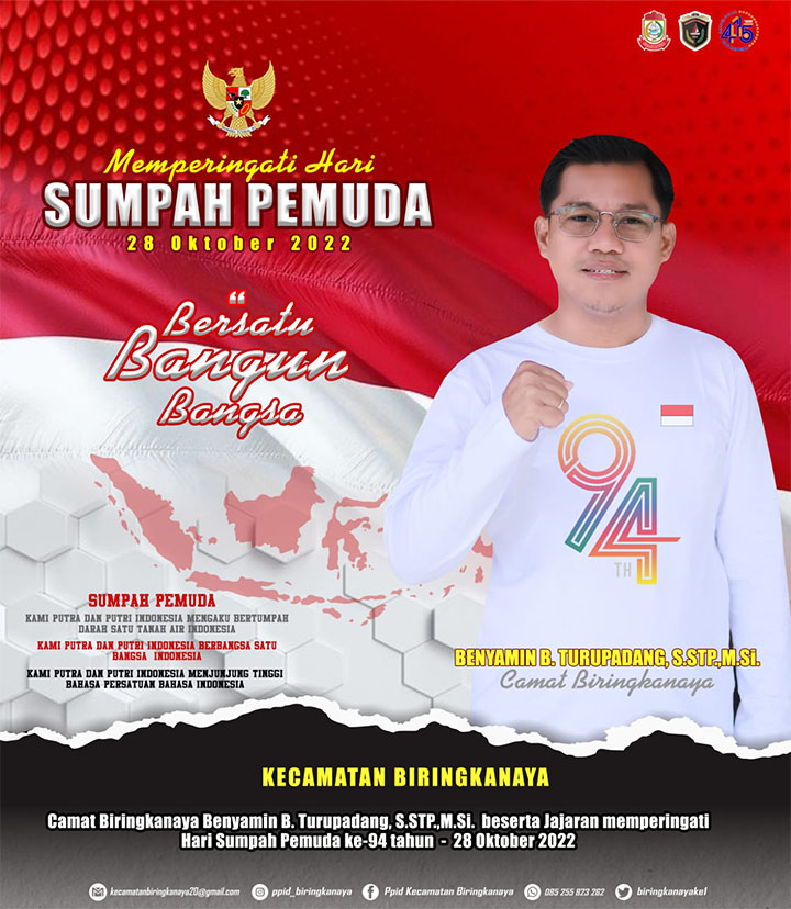 Camat Biringkanaya Benyamin B.Turupadang, S.STP.,M.Si. Beserta Jajaran Memperingati Hari Sumpah Pemuda Ke-94 Tahun